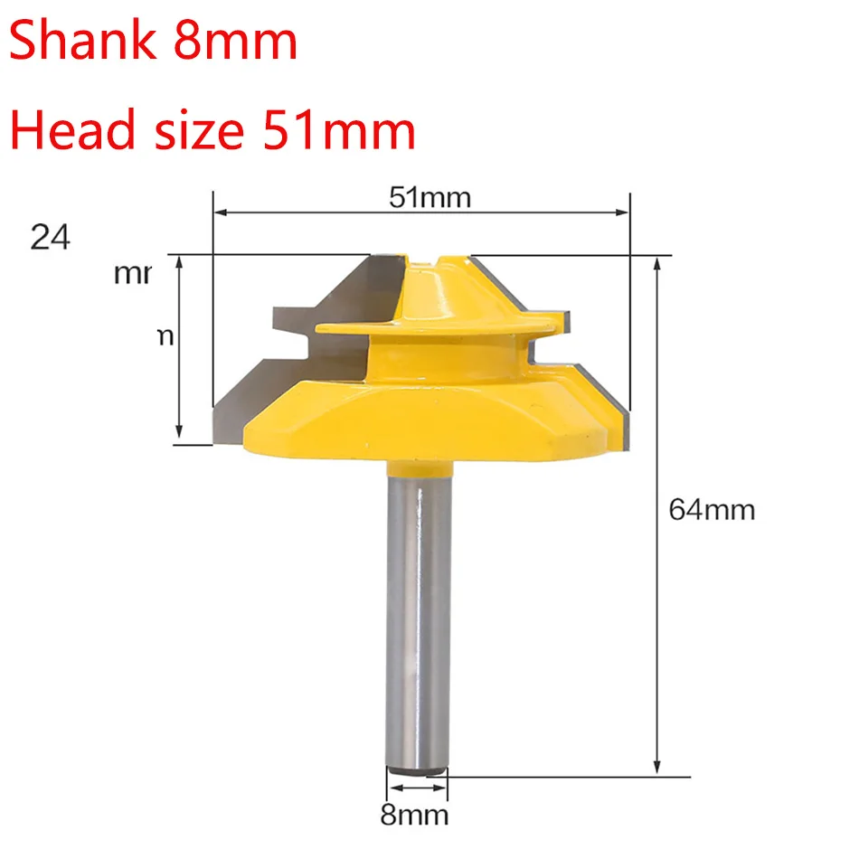  8mm Shank 45 Degree Milling Cutter Router Bit 8mm Wood Cutter Carbide Shank Mill Woodworking Trimmi