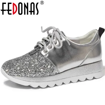 

FEDONAS Elegant Vintage Genuine Leather Handmade Shoes For Women Cross Tied Platform Flat 2020 Autumn Weddding Party Shoes Woman