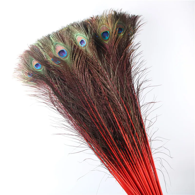 

beautiful 70CM-80CM/28-32inch high quality natural peacock feathers for Wedding accessories DIY decoration red feather plumas