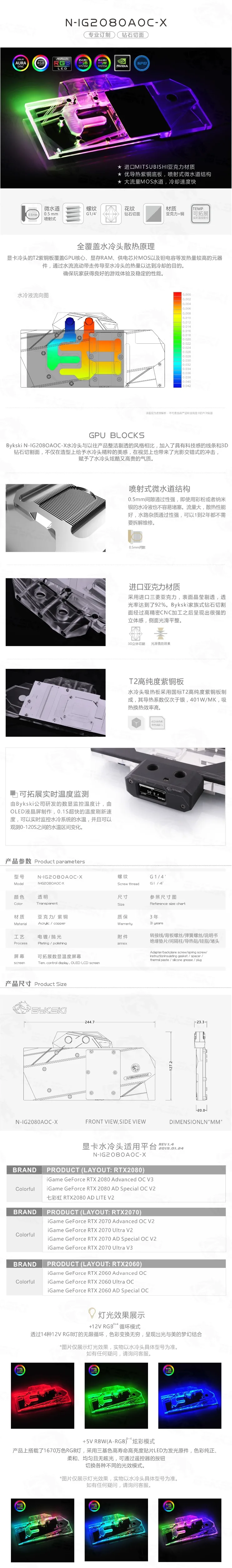 Bykski GPU водоблок для красочных iGame RTX2080 RTX2070 RTX2060 AD OC полное покрытие Видеокарта кулер для воды