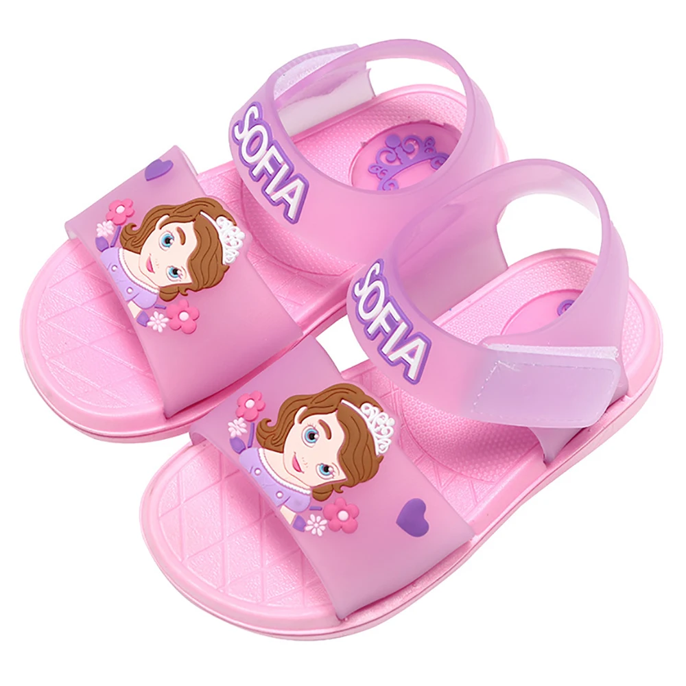 Disney Girls Cartoon Sandals For Baby Children Princess Sophia Print Water Slippers Kids Students Breathable Outdoor Beach Shoes