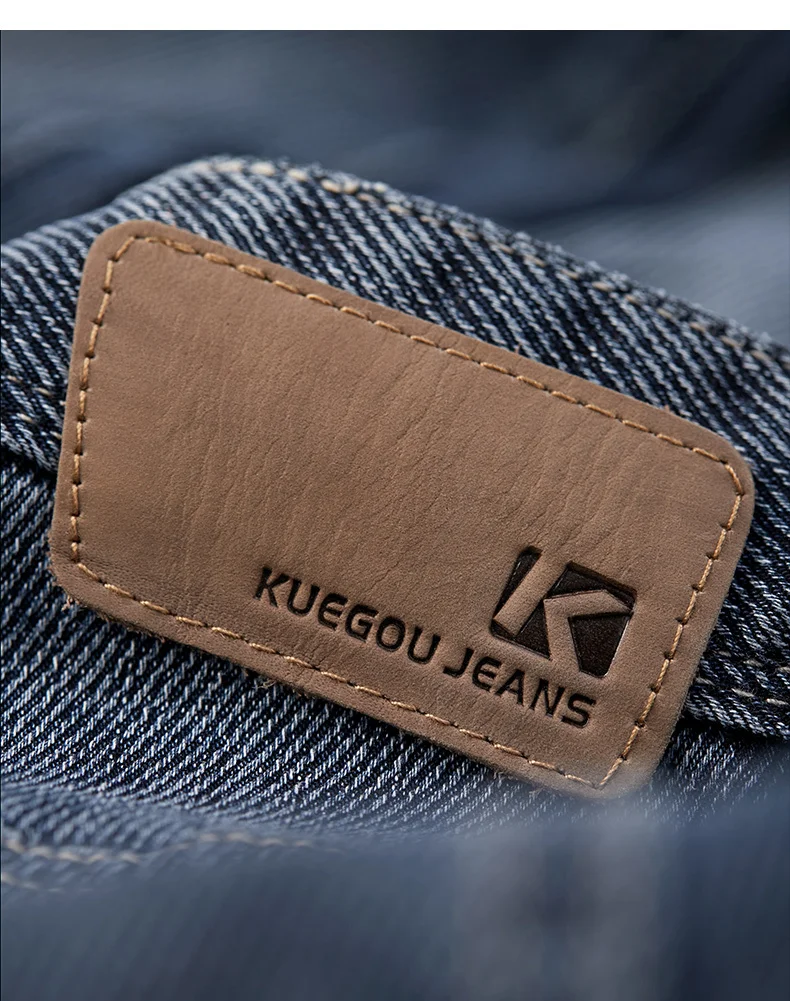 KUEGOU осенние хлопковые синие обтягивающие джинсы для мужчин, уличная одежда, брендовые облегающие джинсовые штаны для мужчин, хип-хоп Стрейчевые новые брюки 1784