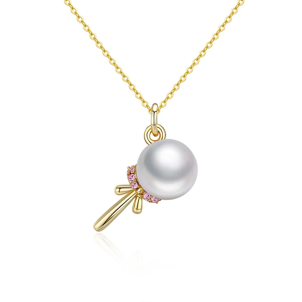 

Cute Pearl Necklace New S925 Pure Gold Lollipop Pendant Jewelry 2018 Fashion Jewelry Set Gift 925 sterling silver