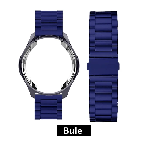 Bule Чехол+ ремешок для samsung gear S3 Frontier/C Galaxy watch 46 мм 42 мм 20 мм/22 мм ремешок для часов из нержавеющей стали ТПУ покрытием защитный чехол - Цвет ремешка: Bule