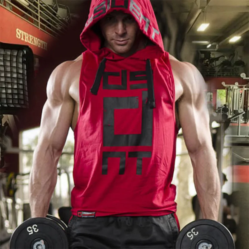 

Western Style Hoodie Sports Sleeveless Vest Men's Hooded Fitness Muscle Brother Vest Breathable