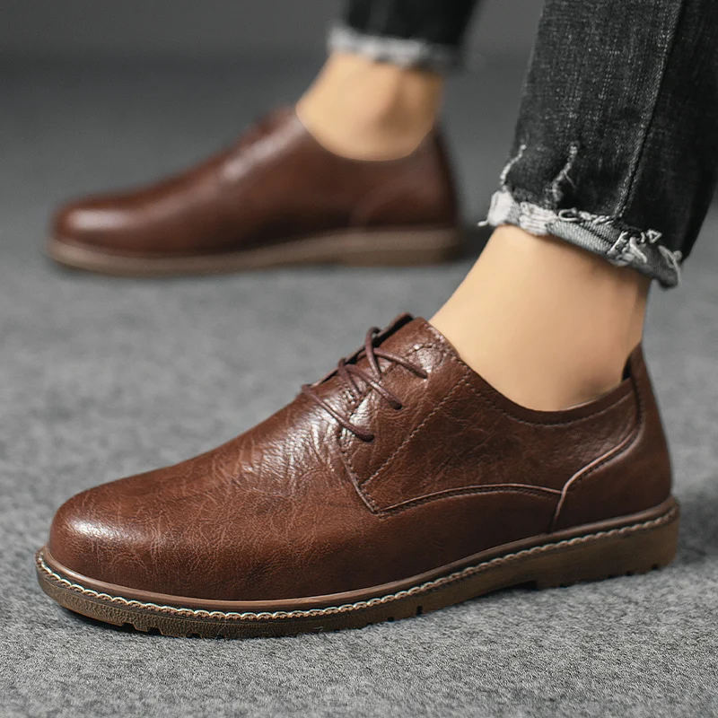 Zapatos informales de cuero para hombre, calzado de alta calidad a la cómodos y antideslizantes, para negocios, para primavera y otoño - AliExpress Calzado