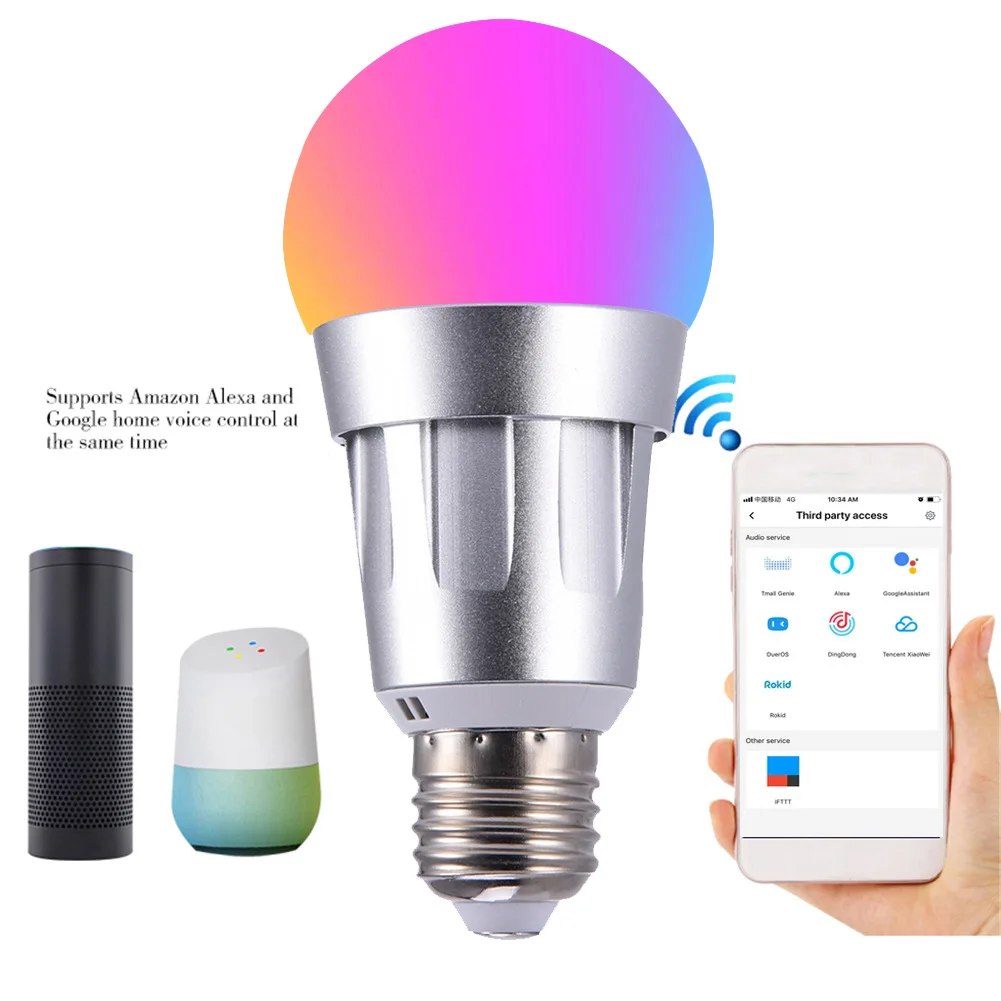 

Smart Bulb Alexa Voice Control Rgb Intelligent Light With Sound Sensor Speaker Decor Led Led Bluetooth lamps for living room