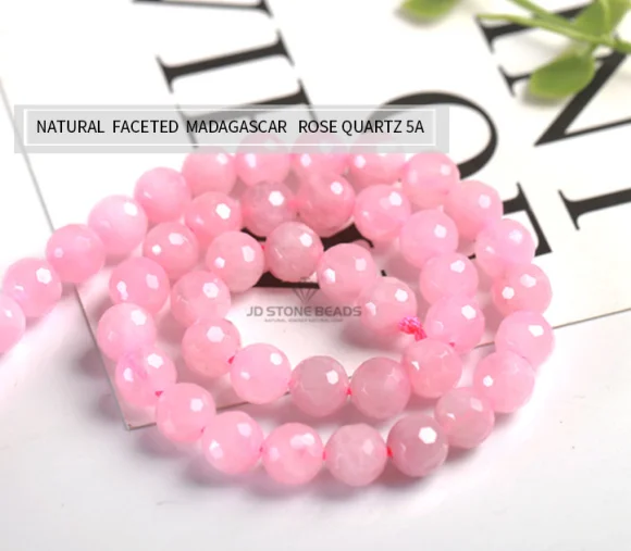 Натуральный Мадагаскар круглый розовый кварц свободные бусины 6 8 10 12 мм DIY браслет и ожерелье для изготовления ювелирных изделий - Цвет: FACETED  ROSE QUARTZ