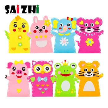 

Saizhi 3D Crafts Handmade Kids Child DIY Creative Activity Top Accessories Hand Puppet Non-Woven Cloth Animal DIY Sewing Toys