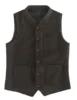Men Suit Vest Lapel Retro Casual Waistcoat  Wool Houndstooth Formal Business Vest Groomman For Wedding Prom Best Man 1