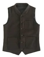 Men Suit Vest Lapel Retro Casual Waistcoat  Wool Houndstooth Formal Business Vest Groomman For Wedding Prom Best Man 1