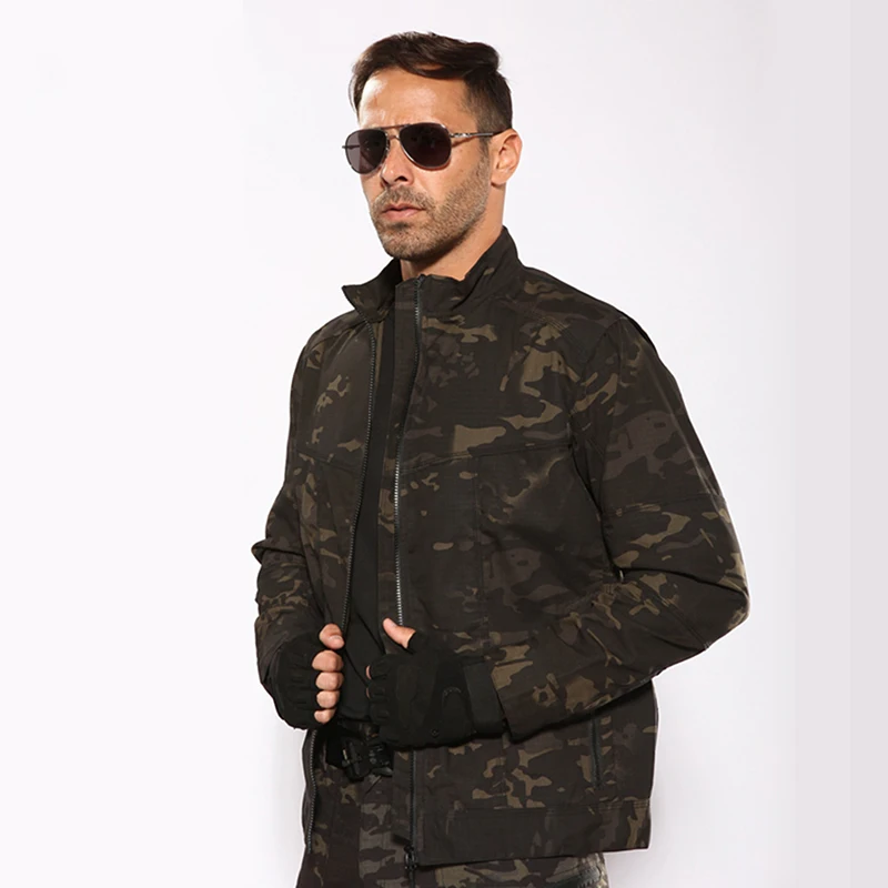 Men's Army Camouflage Jacket Military Tactical Jacket Autunm Waterproof Coat Climbing Hiking Jackets Windbreaker Hunting Clothes - Цвет: Black Camouflage