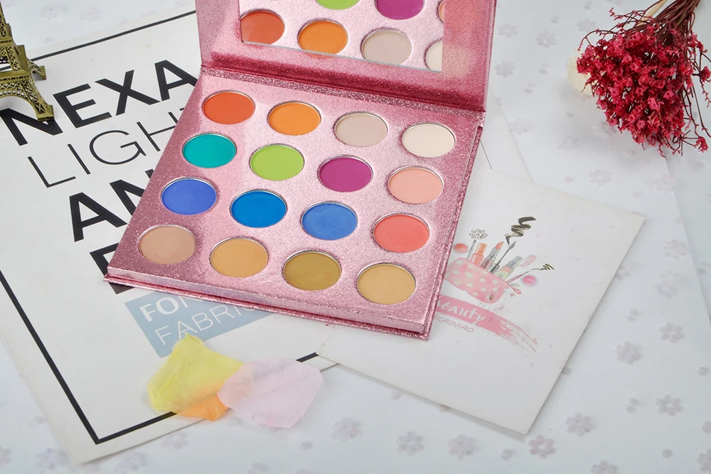 low moq custom eyeshadow palette empty 16 holes matte shimmer glitter eye makeup customized gifts private label