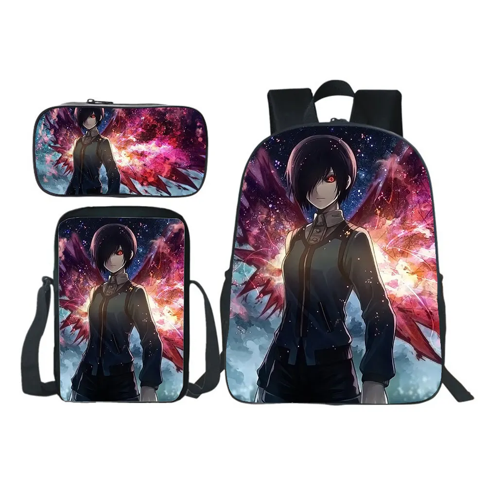3D Anime Tokyo Ghoul School Bags Backpack Jackherelook Tokyo Ghoul Harajuku Boys Girls Schoolbag 3Pcs Set Kids Bookbags Mochilas