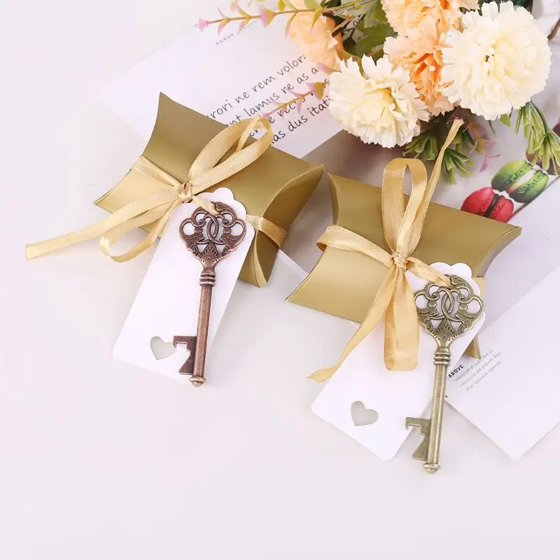 

50x Wedding Party Key Bottle Opener with Tag Cards Paper Candy Bag Guests Gift D08D