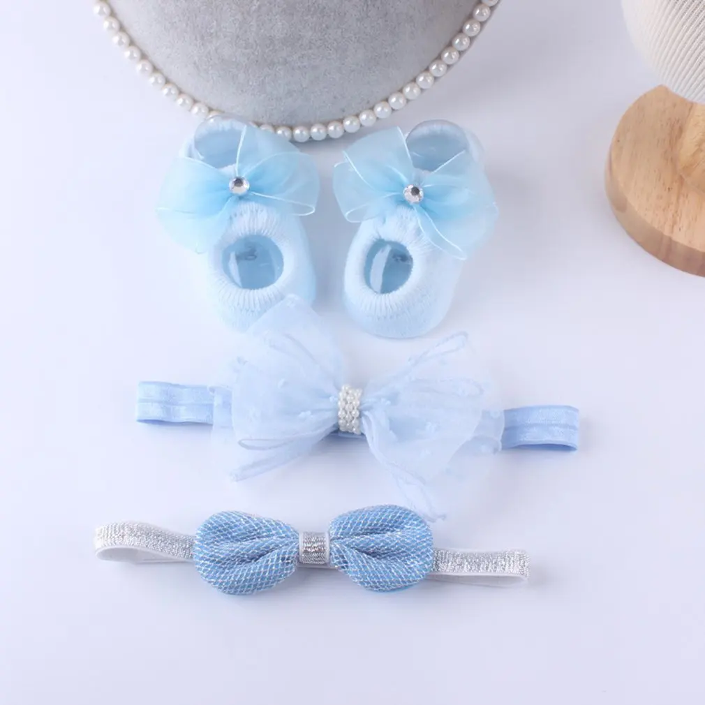 Детский комплект с повязкой на голову Обувь и носки Кружевная повязка 100 дней