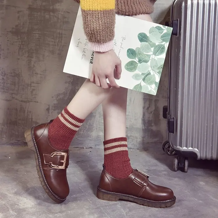 

INS Small Leather Shoes Women's 2019 New Style Versatile College British Style Retro Harajuku WOMEN'S Shoes Students Chunky-Heel