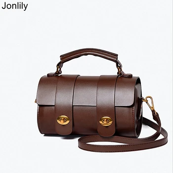 

Jonlily Women Genuine Leather Fashion Bucket Bag Female Casual Shoulderbag Crossbody Messenger Bag Daily Purse Daybag -KG245