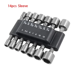 9/14 pces hexagonal porca driver soquete bits chave de fenda hex soquete bit para parafuso driver lidar com ferramentas sem magnético