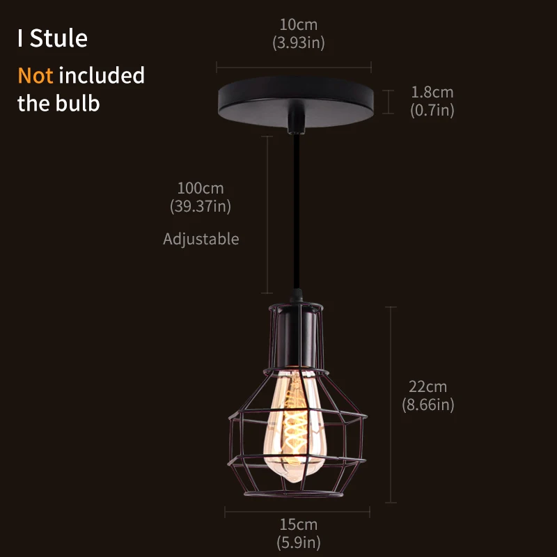 I NOT inclued bulb Скандинавские Ретро подвесные светильники черный Современный Железный минималистичный Лофт клетка комнатный светильник винтажный металлический промышленный художественный подвесной светильник для бара - Цвет корпуса: I NOT inclued bulb