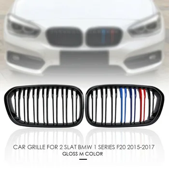 

Pair Gloss M Color Front Kidney Grill Grille For BMW F20 F21 120i 118i 2015-2017
