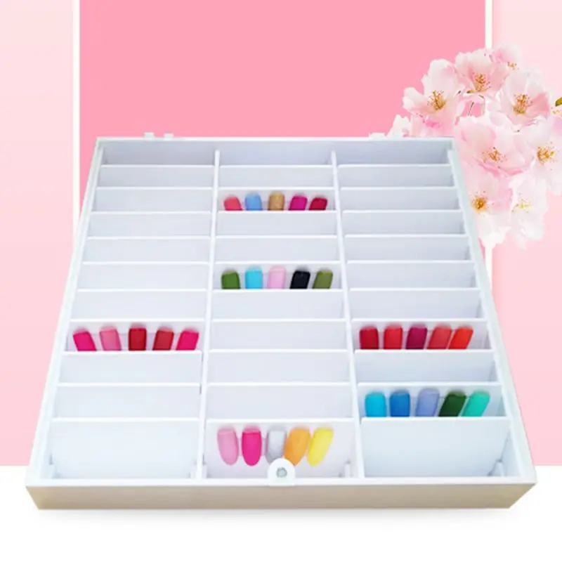 

235x42x206mm Fake Nail Tips Storage Box 30 Compartments Nails Art Decoration Container Display Case