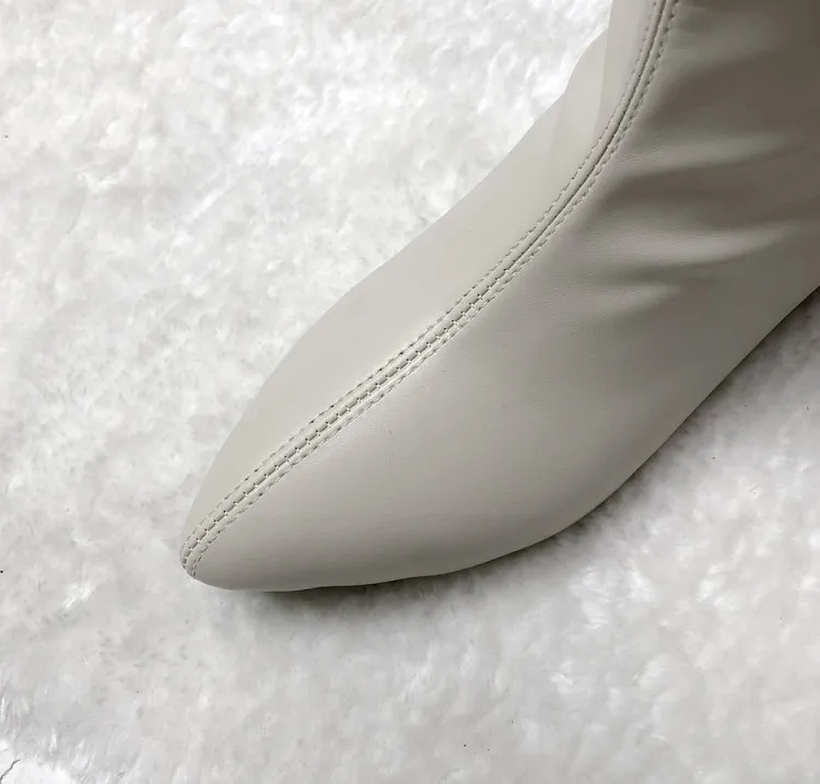 ZawsThia winter autumn yellow purple pink woman boots pointed toe low square heels mid-calf boots for women big size 34-48