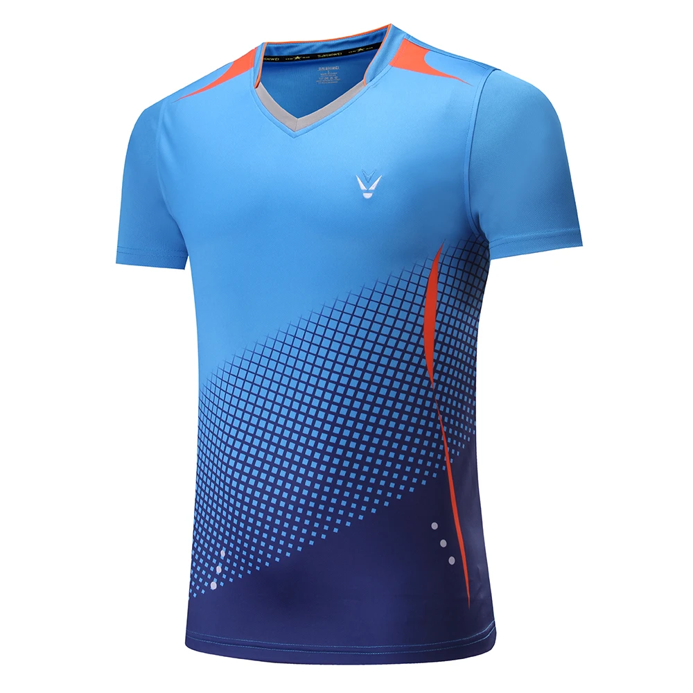 Новинка, Qucik, рубашка для бадминтона, спортивные шорты для женщин/мужчин, Майки для настольного тенниса, теннисные рубашки, костюм, футболка для бадминтона, Y-3860 - Цвет: Blue 1 shirt