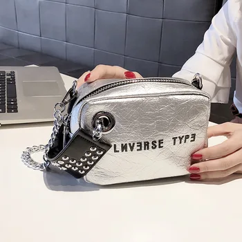 

Female Casual Rectangle Shape Mini Portable Single-shoulder Bag PU Leather Phone Coin Bag new trend Handbag Crossbody Bag Rivet