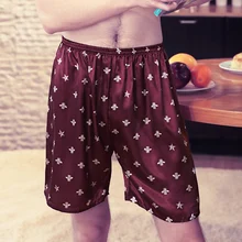 Мужские шорты, повседневная одежда для сна с принтом, мужские шорты, одежда для сна, шелковые боксеры, шорты, пижамы, домашняя одежда