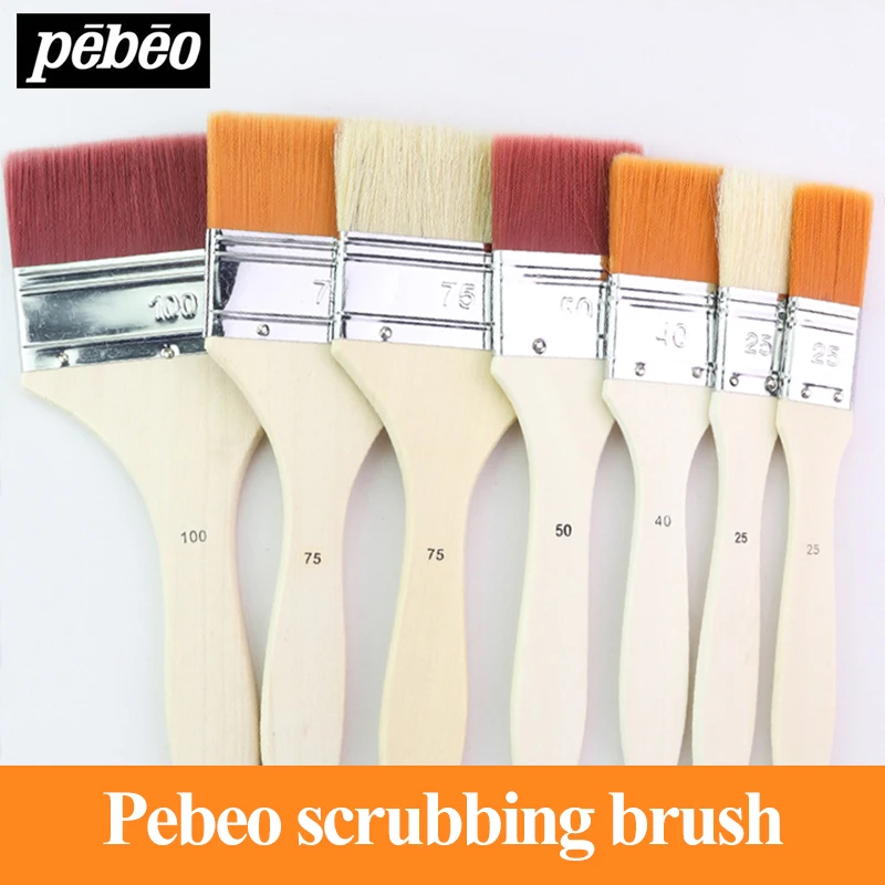 

Pebeo Nylon/Bristles Scrubber/Board/Wall Brush 2/3pcs Gouache/Watercolor/Acrylic/Oil/Chinese Painting Pigment Art Scrub Brushes