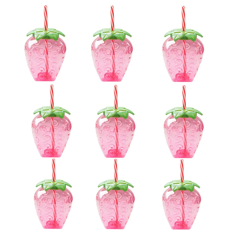 

Strawberry Party Straw Cup Plastic Bottle Valentine's Day Cup Summer Beach Party Supply Aloha Birthday Party Hawaii Party Fav