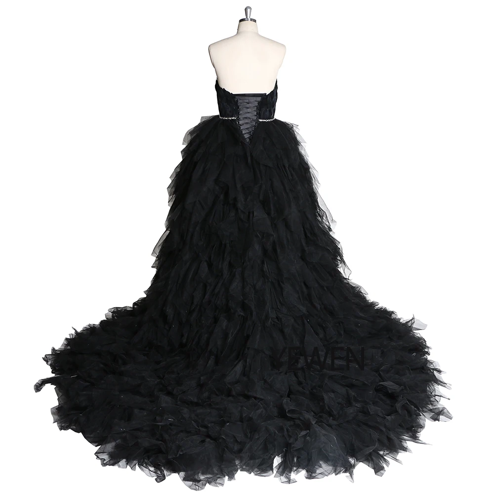 Red Sweetheart Ruffled Bling Sequins Feather Organza Short Front Long Back Prom Dresses Emerald Green Cocktail Dresses