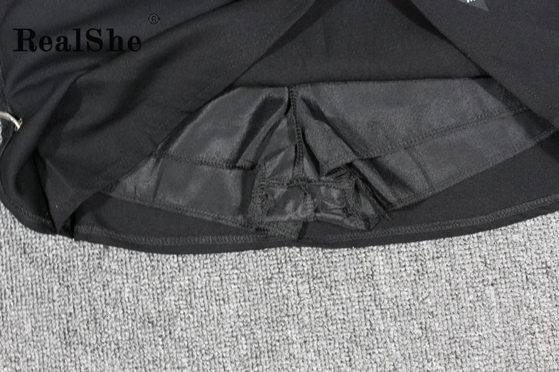 RealShe Jupe Femme Асимметричная черная мини-юбка с буквенным принтом Весенняя Осенняя Женская юбка Повседневная короткая женская юбка