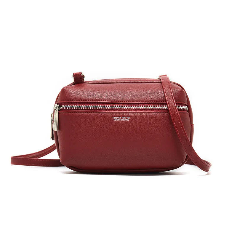 Сумка-мессенджер Высококачественная женская сумка кожаные сумки PU сумка на плечо модные маленькие сумки через плечо с клапаном для женщин - Цвет: wine red
