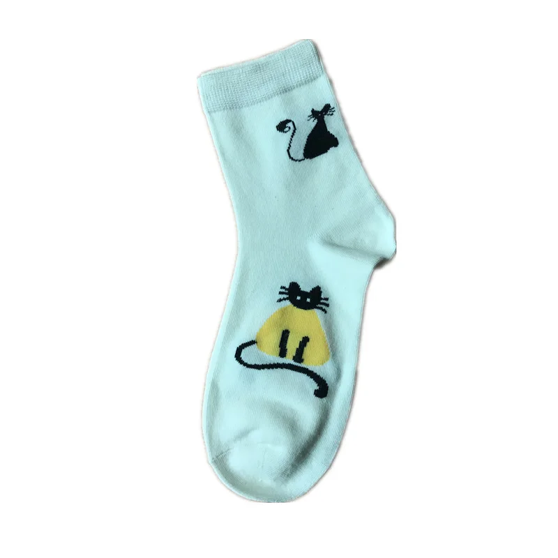 Однотонные носки с принтом кота с животными милые забавные женские хлопковые носки с рисунком мягкие удобные дышащие впитывающие пот