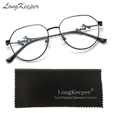 Longketter новые металлические очки оправа мужские модные плоские зеркальные очки Женские Ретро оправа для очков de grau feminino