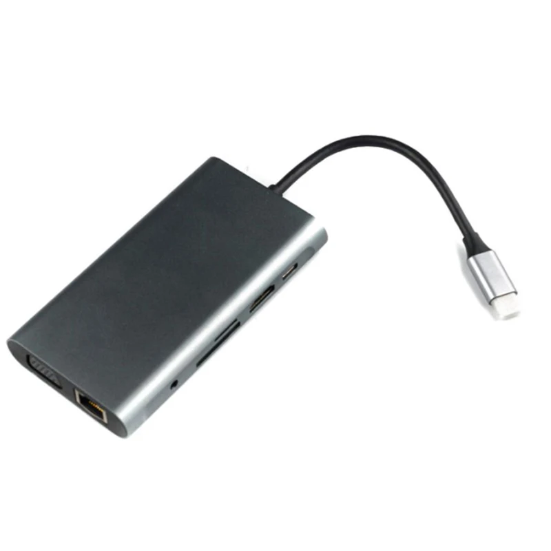 USB C концентратор usb type C для мульти HDMI VGA USB 3,0 RJ45 Кардер ридер адаптер USB разветвитель для MacBook Pro Air USB док-станция type C концентратор