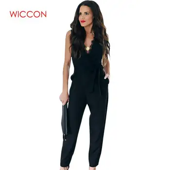 

New Arrivals Off The Shoulder Elegant Summer Belt Playsuits Women Lace Up Deep V Neck Sexy Bodysuits Female Overalls Umpsuits