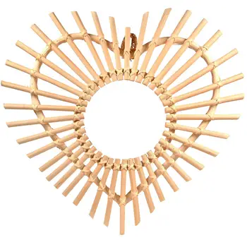 

European Style Wicker Wall Frame Hand-woven Heart-shaped Rattan Crafts Frame Creative Photo Wall Hanging Frame Hanging Ornament
