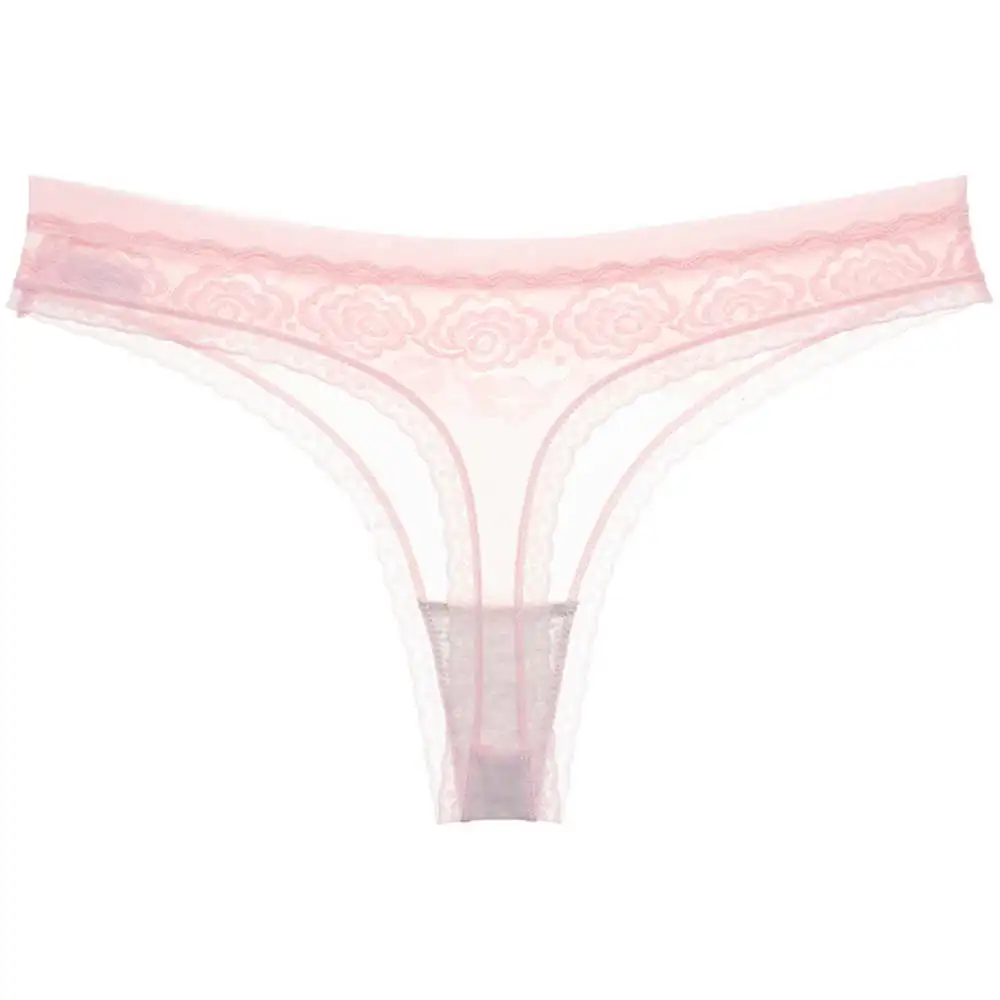 1 шт. модное женское Бесшовное хлопковое нижнее белье, сексуальное кружевное женское нижнее белье с стринги, прозрачные трусы - Цвет: pink