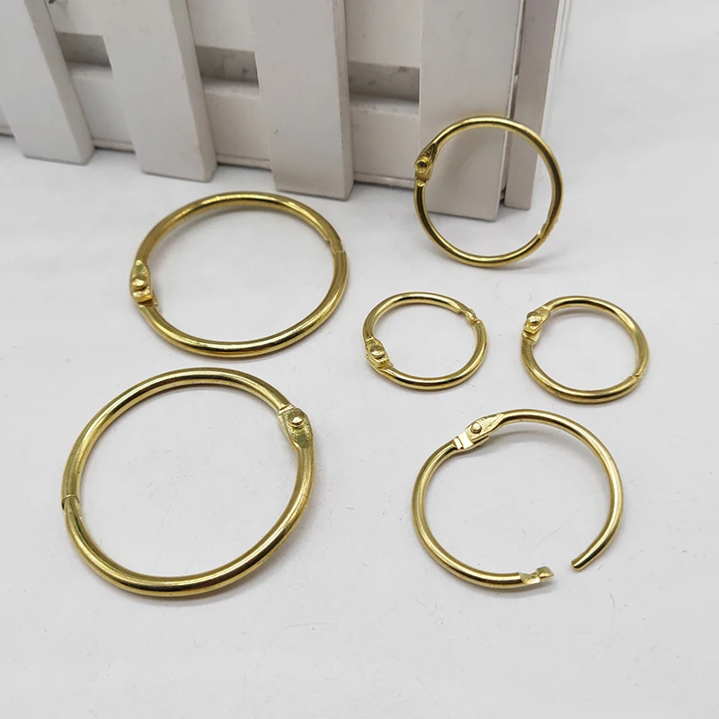 Metal Notebook Rings 5Pcs Metal Notebook Rings Gold Binder Hinged Ring School Loose Leaf Opening Circle Hoops For Scrapbook Album Office Binding Ring