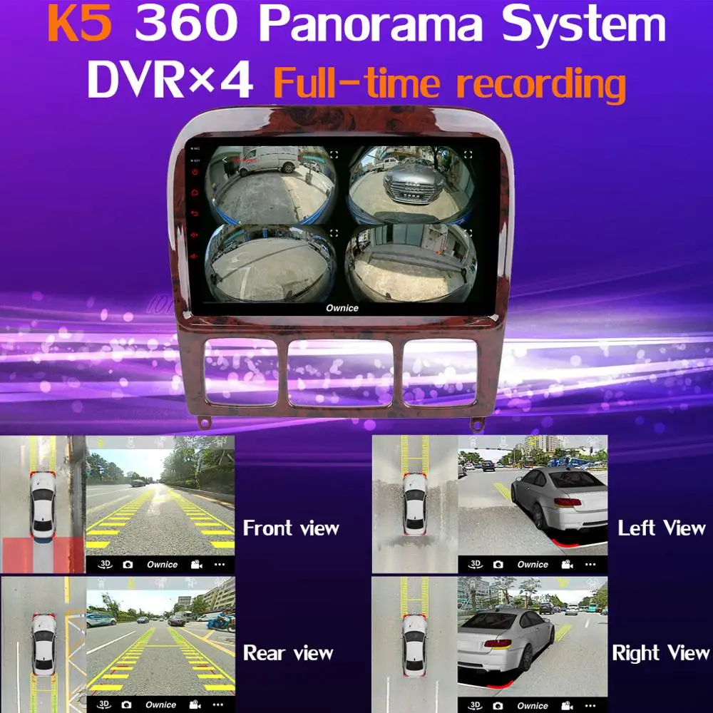 Best 360°4×Camera 4G WiFi Android 9.0 4G+64G GPS Radio CarPlay SPDIF DSP Car Multimedia Player For Mercedes Benz S CL Class W220 W215 3