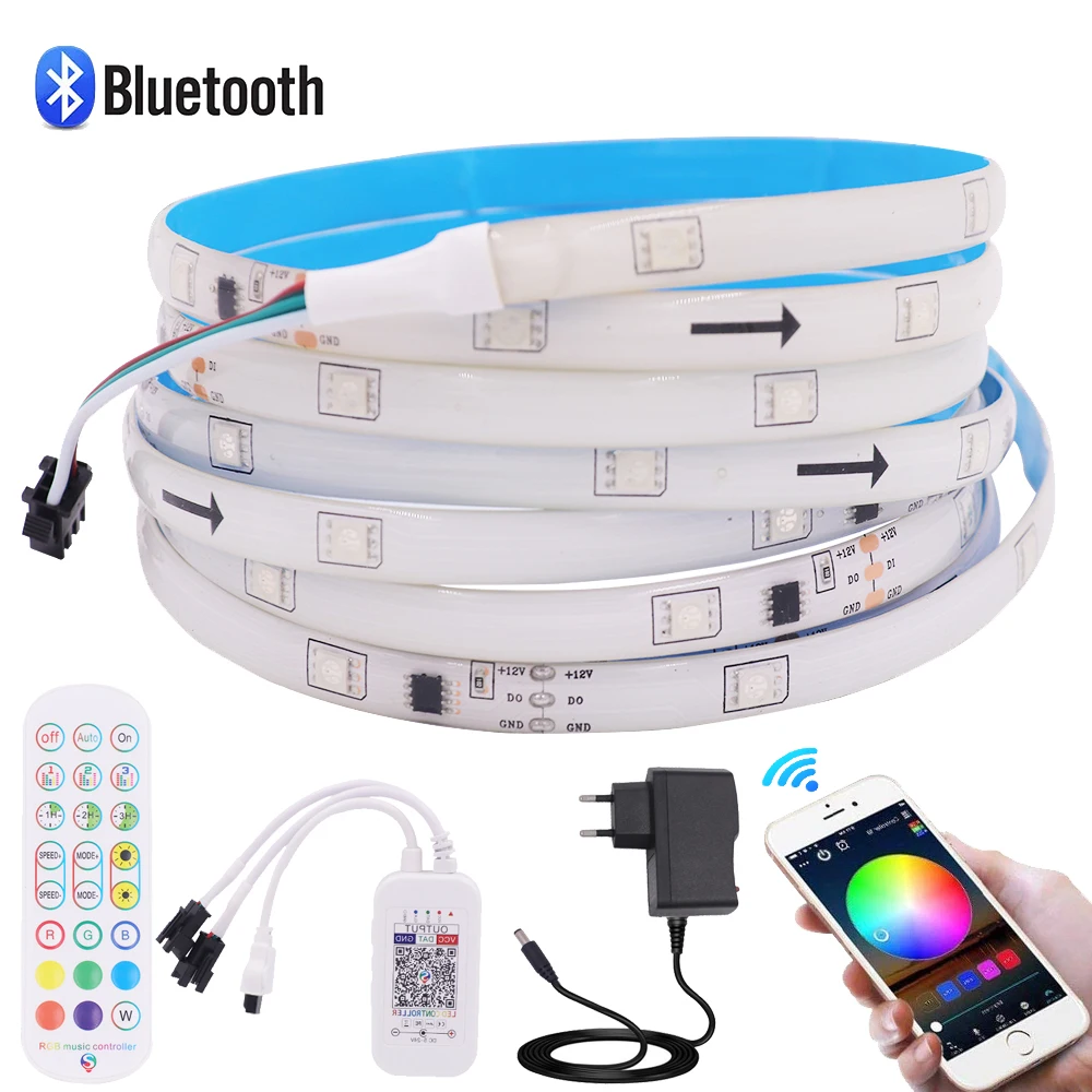 

Светодиодная ленсветильник WS2811, гибкая Водонепроницаемая RGB лента с индивидуальной адресацией, управление через приложение, 12 В постоянного тока