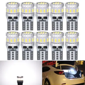 

10x Canbus T10 W5W LED Bulb 3014 SMD Car Interior Clearance Parking Light Auto No Error Trunk Lamp White For Audi A3 8V A4 B6 B8