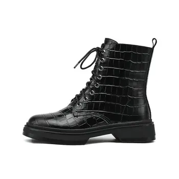 

Retro Winter Genuine Leather Women Ankle Boots Short Boots Party Night Club Motorcycle Boots Ladies Shoes Woman