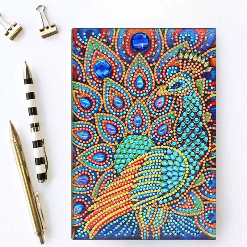 50 Pages Diamond Painting Notebook Peacock DIY Special Shaped Embroidery Cross Stitch A5 Diary Book Craft