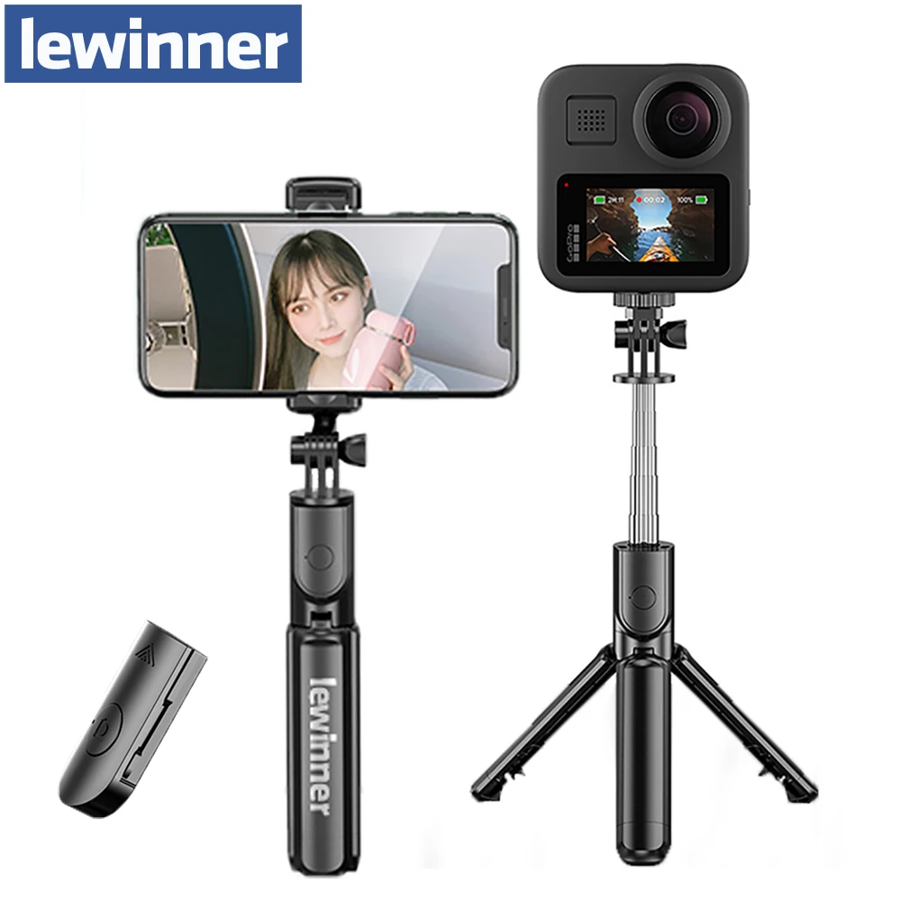 

lewinner Wireless Bluetooth Selfie Stick Tripod Foldable Mini Tripod Expandable Monopod with Remote For iPhone IOS Android
