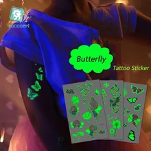 Butterfly Luminous Tattoo Temporary Children Waterproof Arm Leg Body Art Luminous Disposable Fairy Flash Fake Tattoo