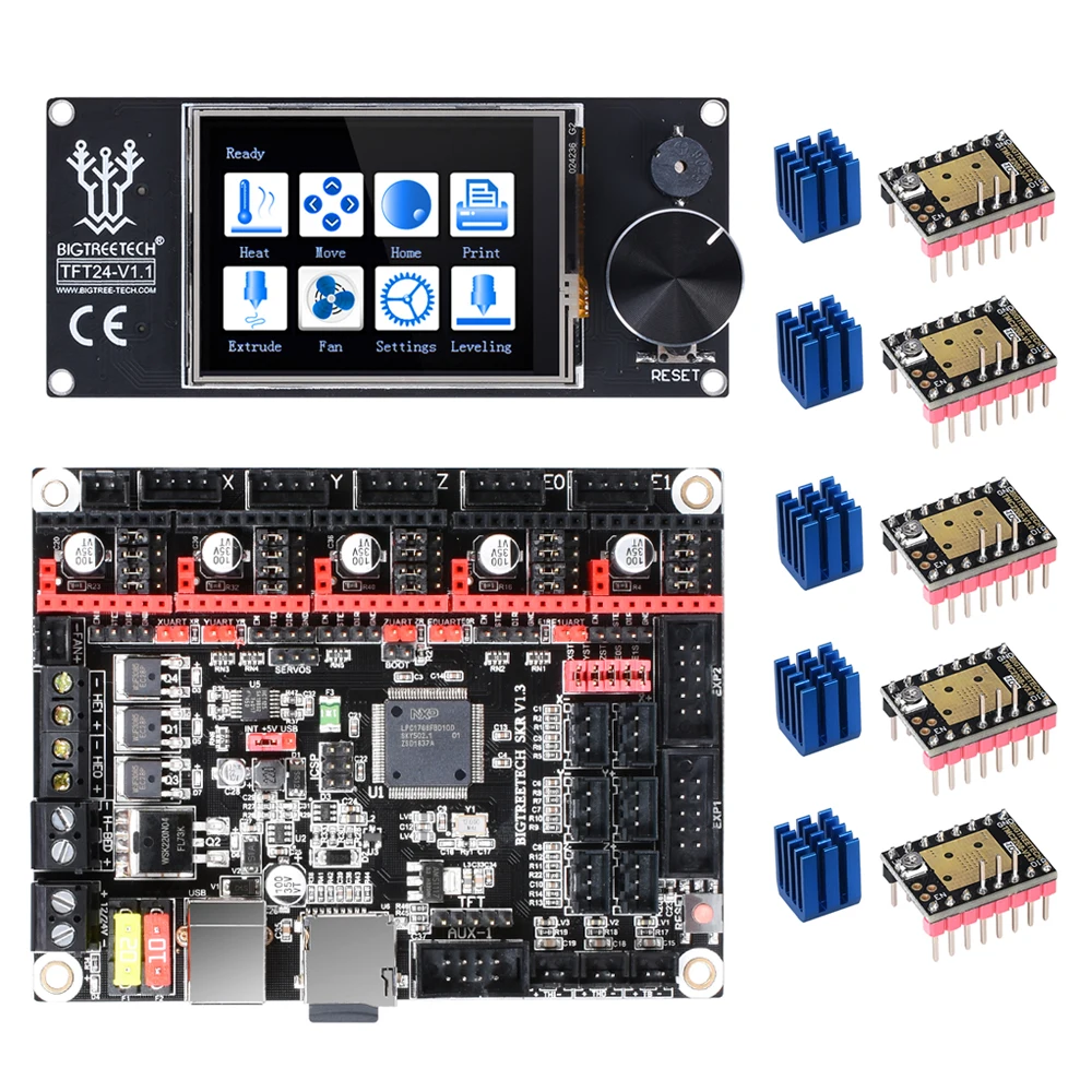 BIGTREETECH SKR V1.3 3D-принтер+ TFT24 сенсорный экран+ TMC2209 TMC2208 UART TMC2130 для Ender 3/5 MKS GEN L части 3d принтера